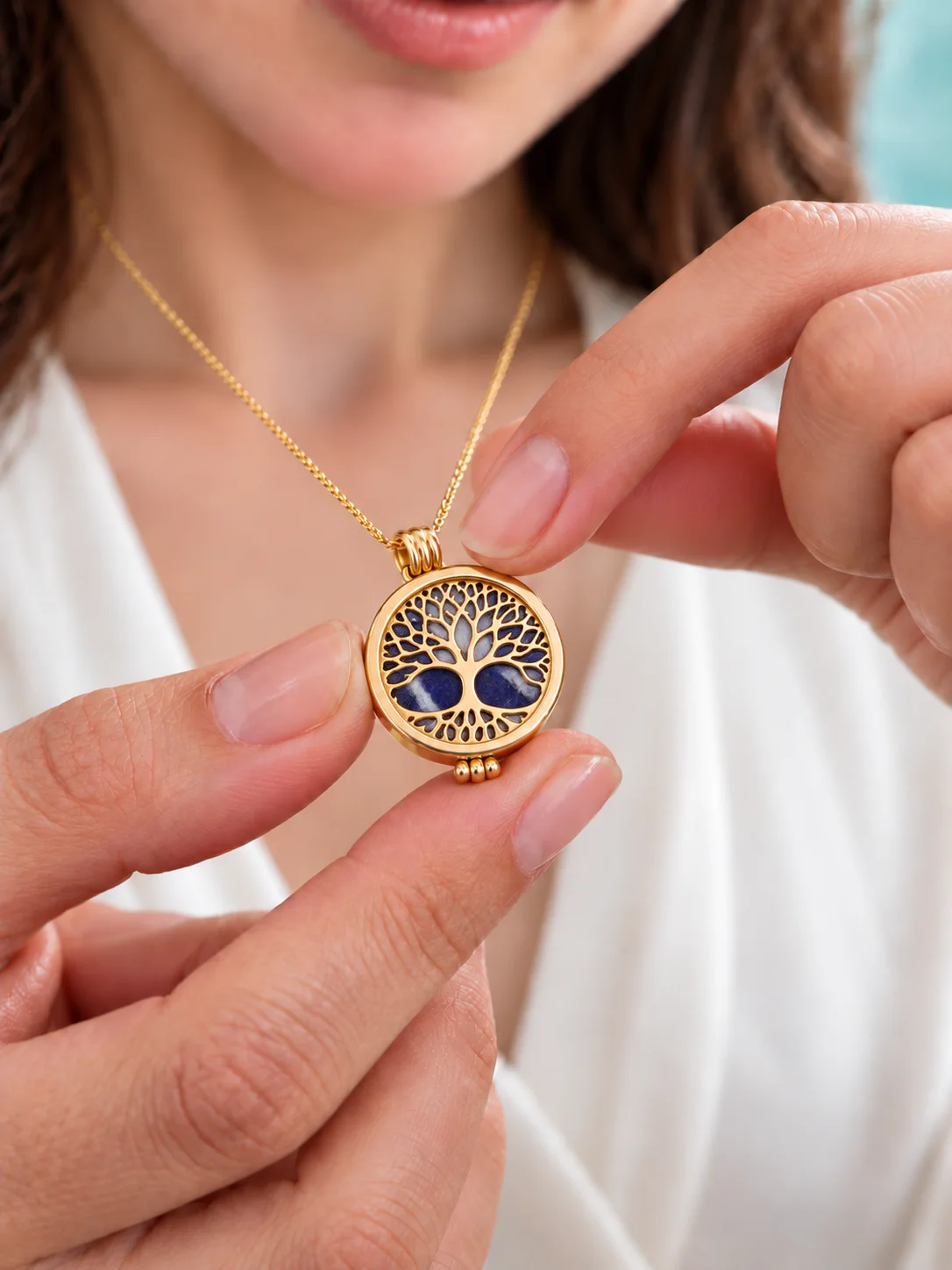 Medalhão Árvore da Vida com sodalita azul